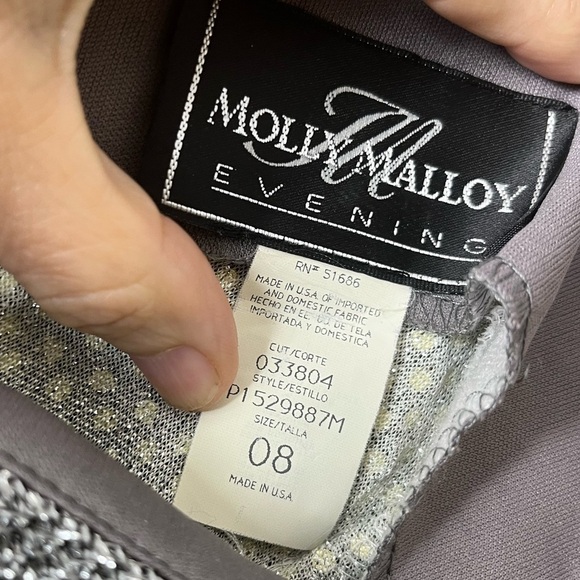 Vintage Molly Malloy Elegant Sparkly Silver Evening Gown Made in USA 8 Stunning - Picture 3 of 12